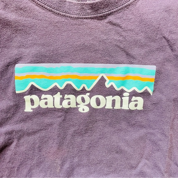 Patagonia Violet Purple Tee Vibrant Logo Small Organic Cotton Regular Fit - Picture 2 of 7
